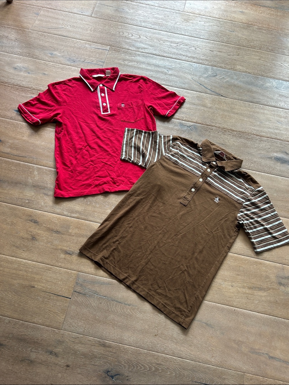 Original Penguin Kids Polo Duo - Red & Brown Striped